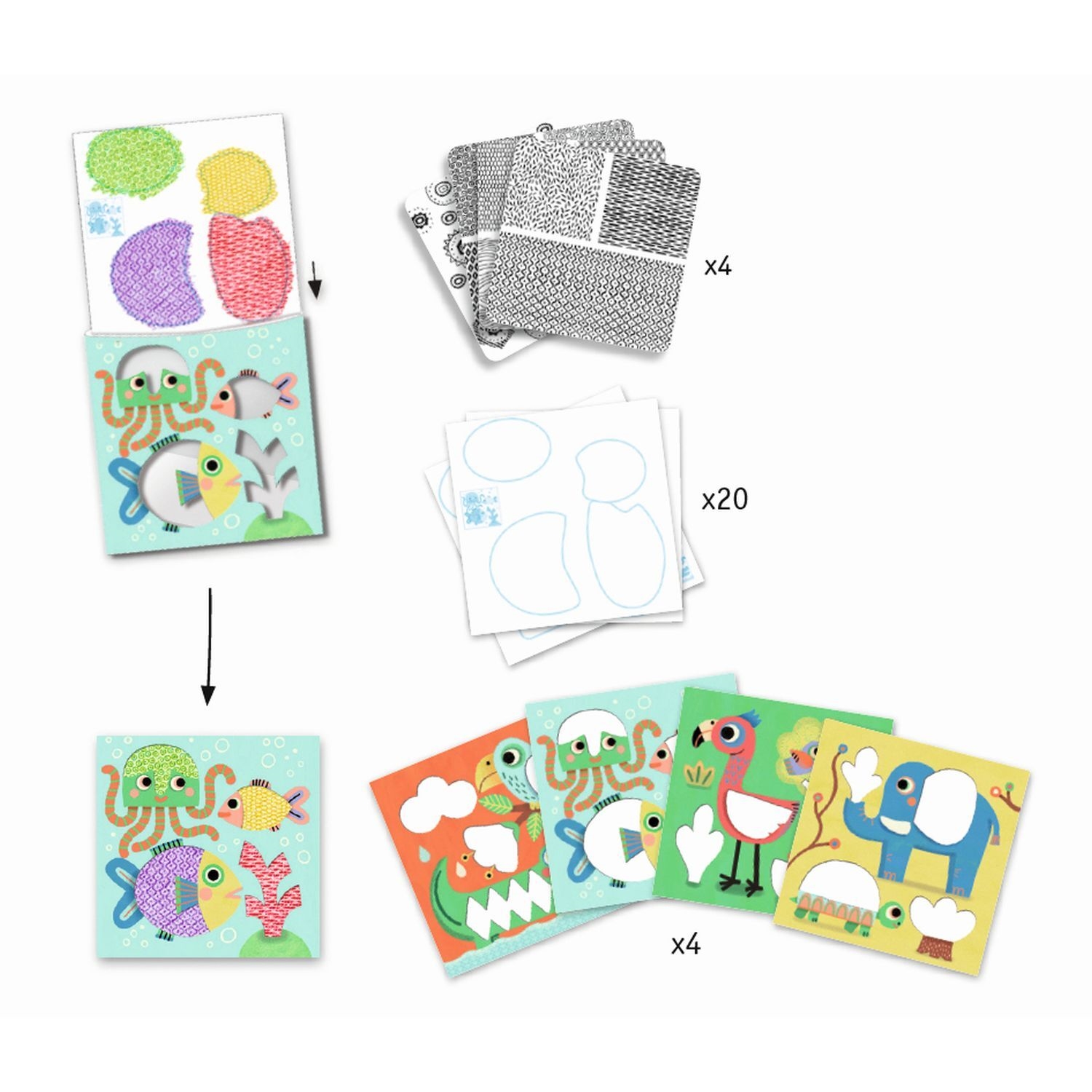 Djeco DJ08988 Malen 3-6: Patterns to rub-Magali´s friends