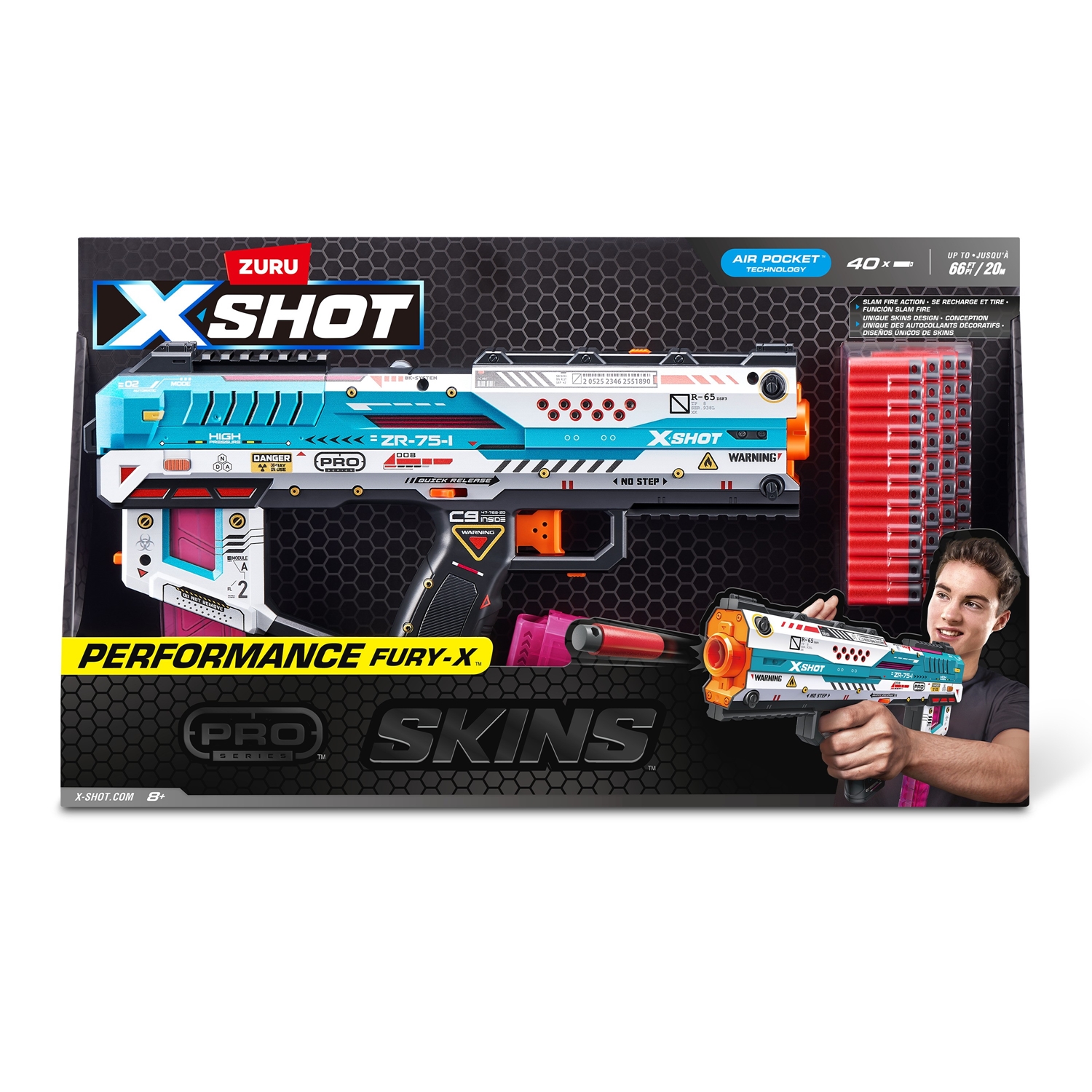 Zuru 36772 XSHOT Skins Fury-X, Dartblaster, (inkl. 40