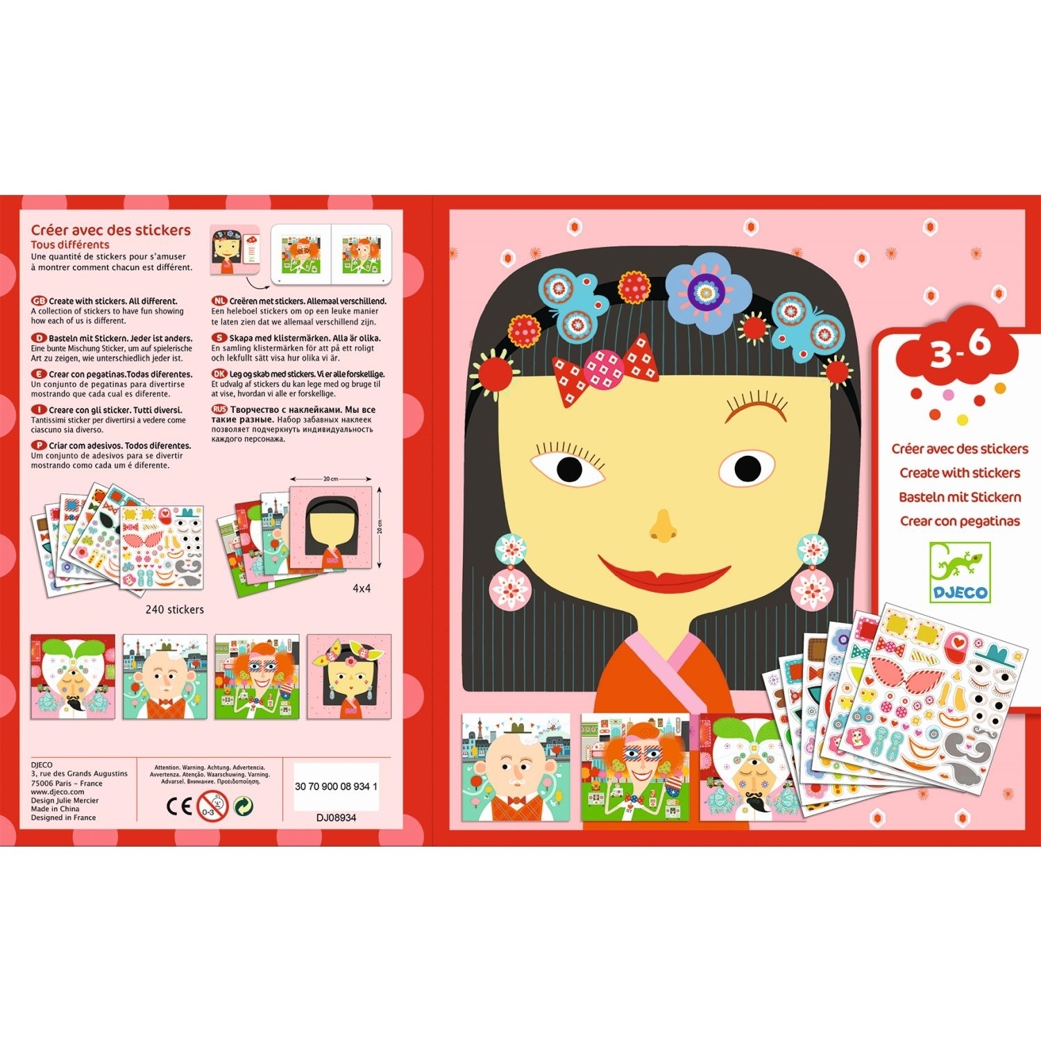 Djeco DJ08934 Sticker 3-6: Stickerbild alle anders