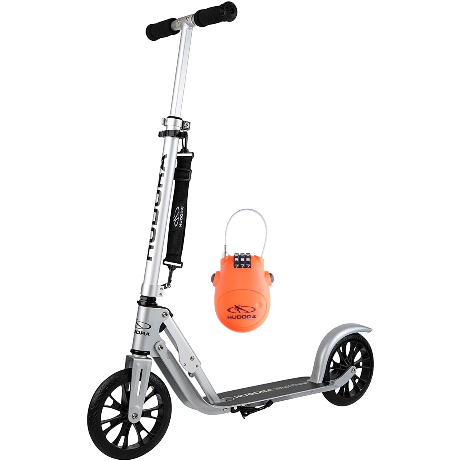 HUDORA 14100/00 14492 2er Set BigWheel® Crossover 205, silber + Schloss