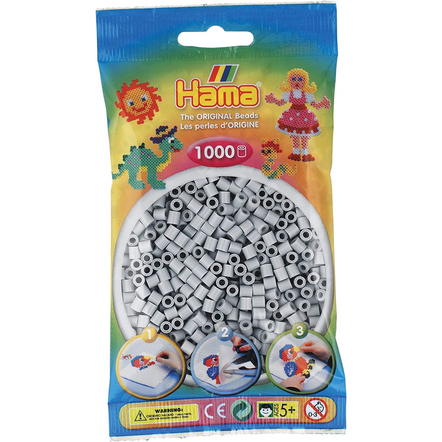 Hama 207-70 Bügelperlen 1000 Stk.- Hell grau