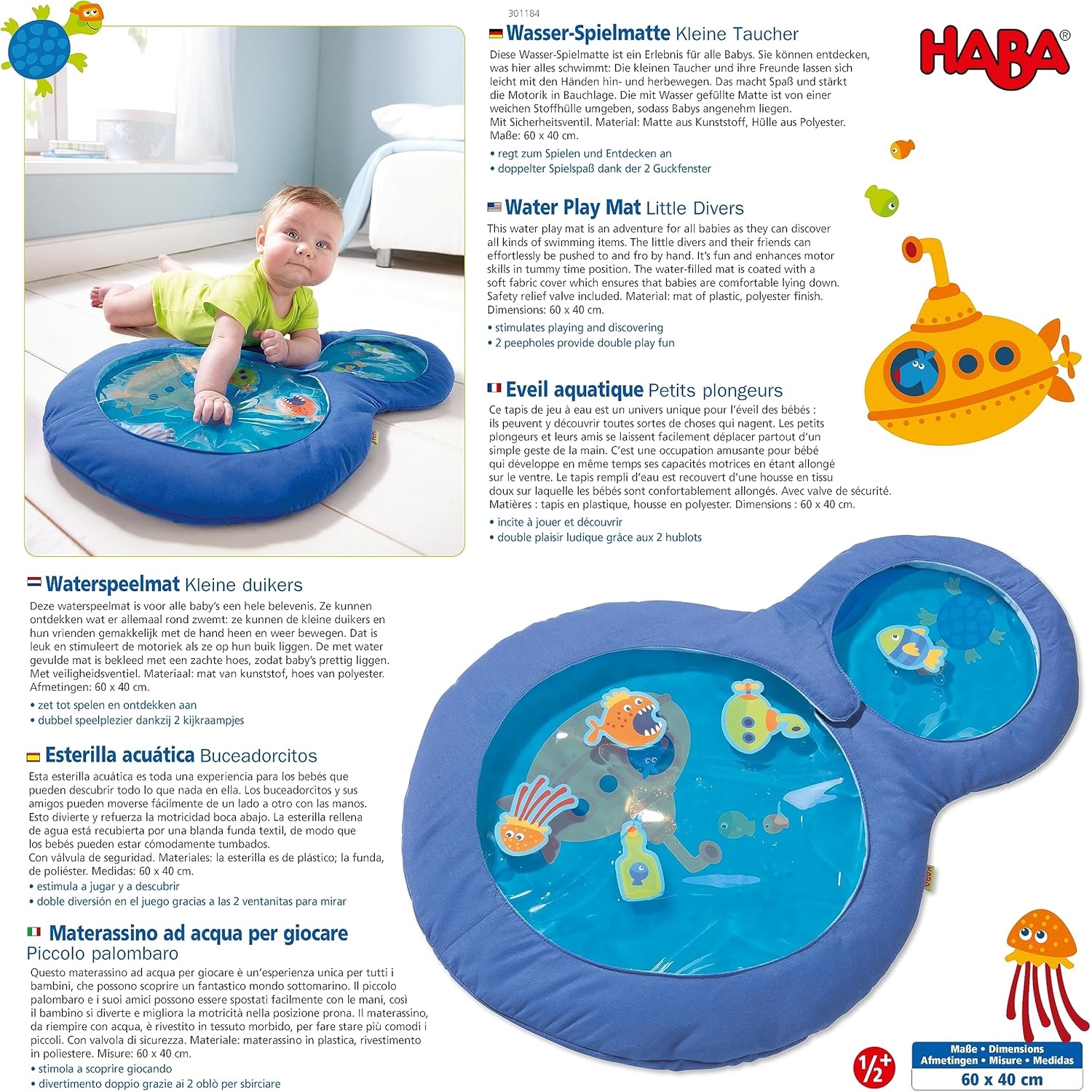 Haba 1301184001 Wasser-Spielmatte Kleine Taucher
