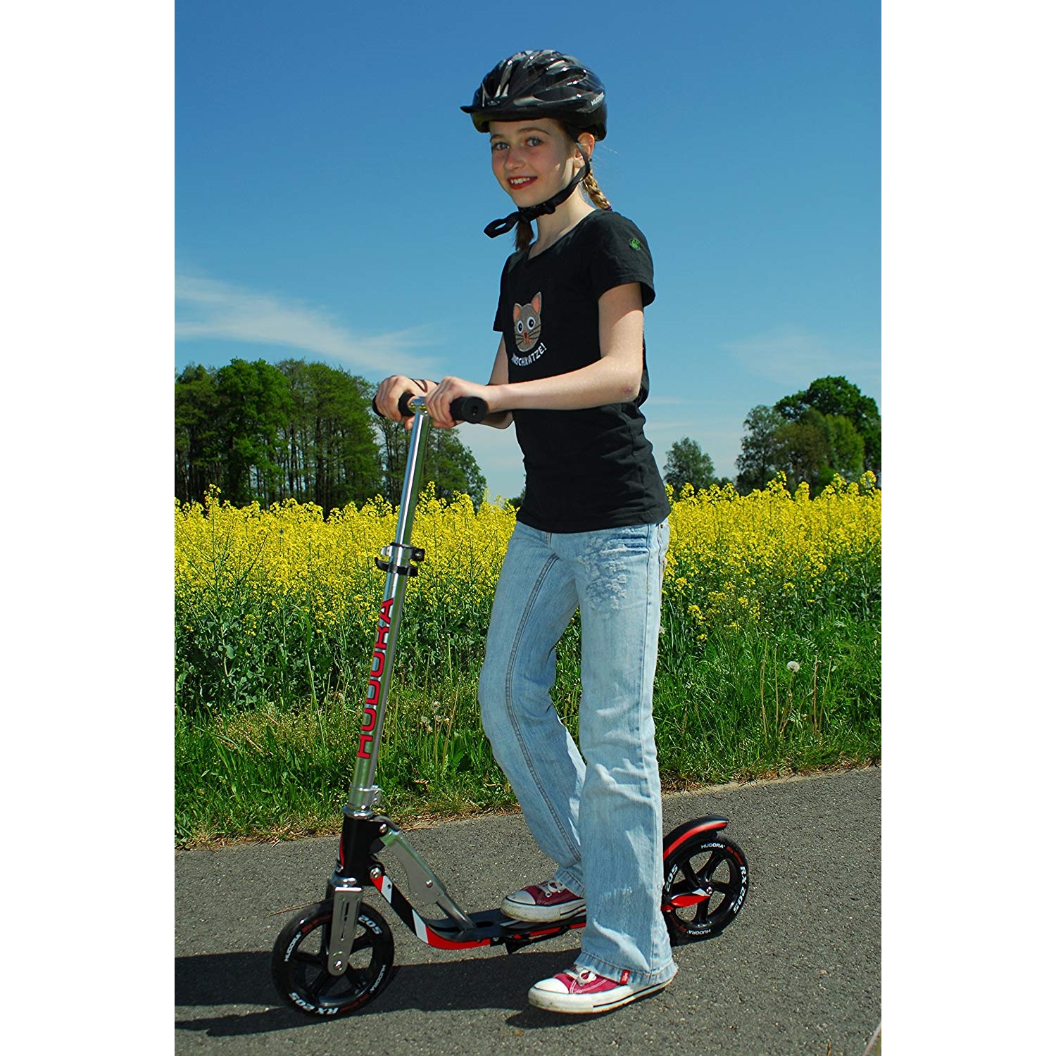 Hudora 14724/01 Big Wheel Scooter 205, schw. / rot