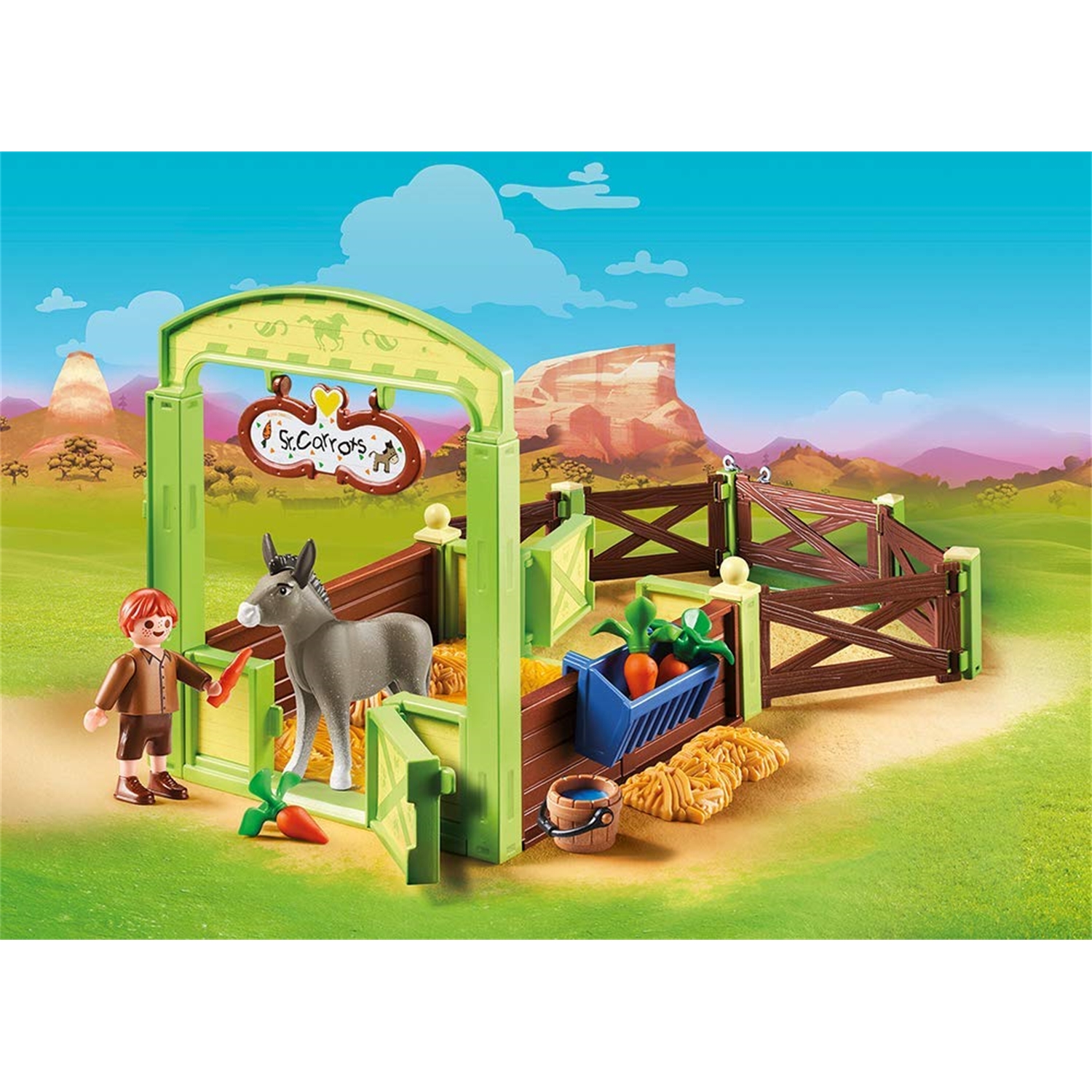 PLAYMOBIL 70120 Pferdebox Snips & Herr Karotte