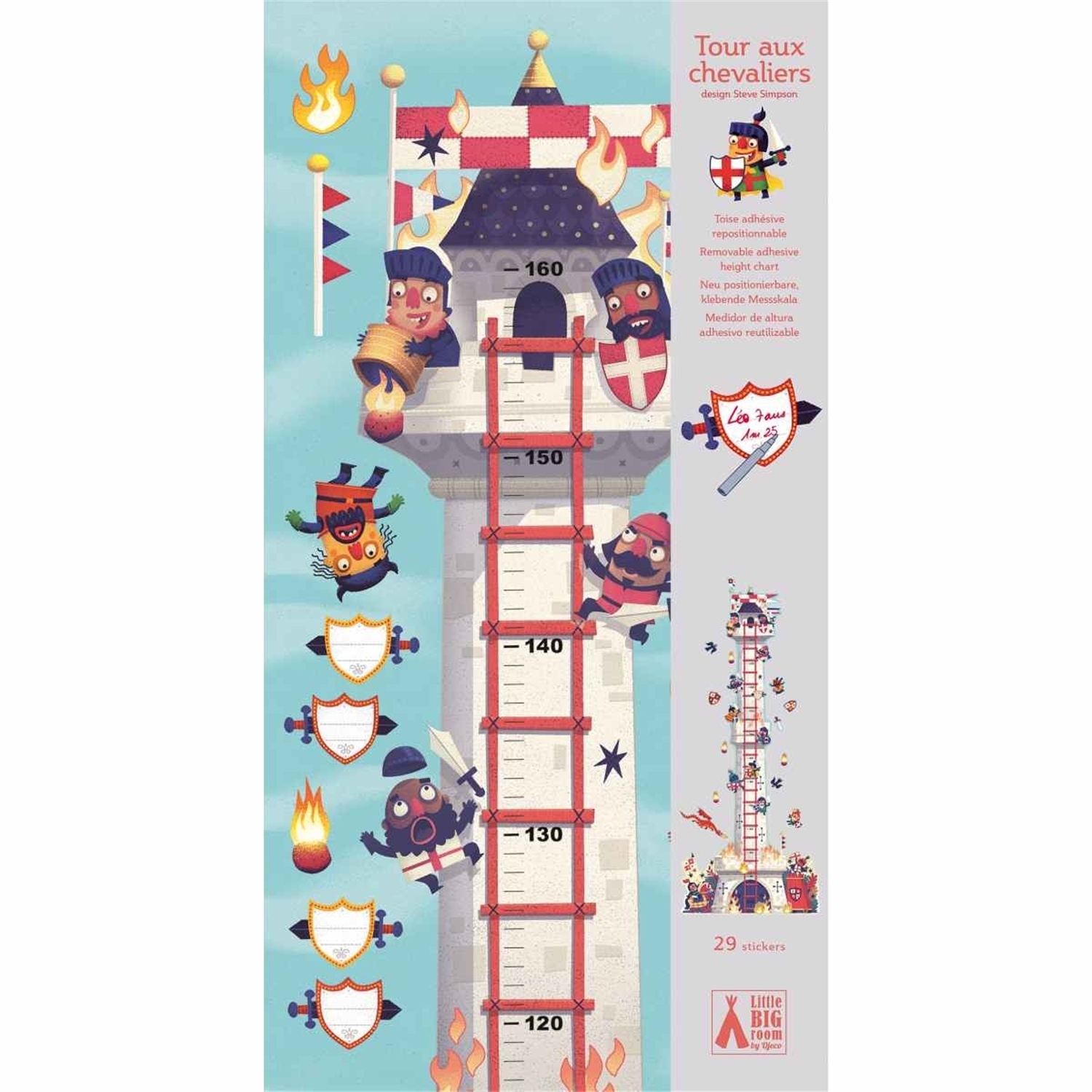 Djeco DD04040 Wandsticker Messlatte: Knight's tower