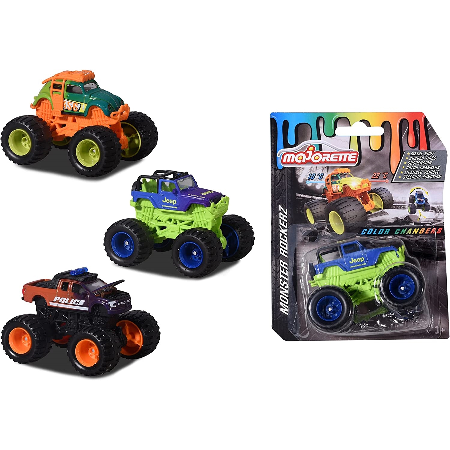 Majorette 212057257 Monster Rockerz Color Changers, 5-sort.