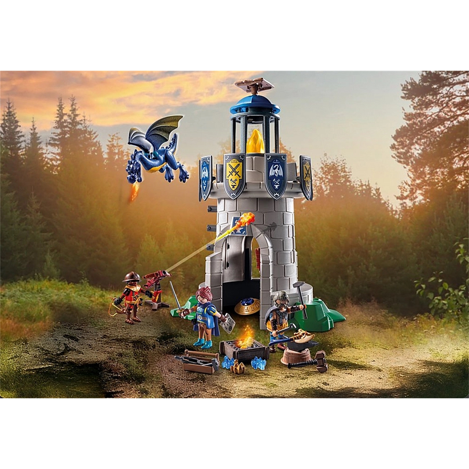 PLAYMOBIL 71483 Ritterturm mit Schmied und Drache