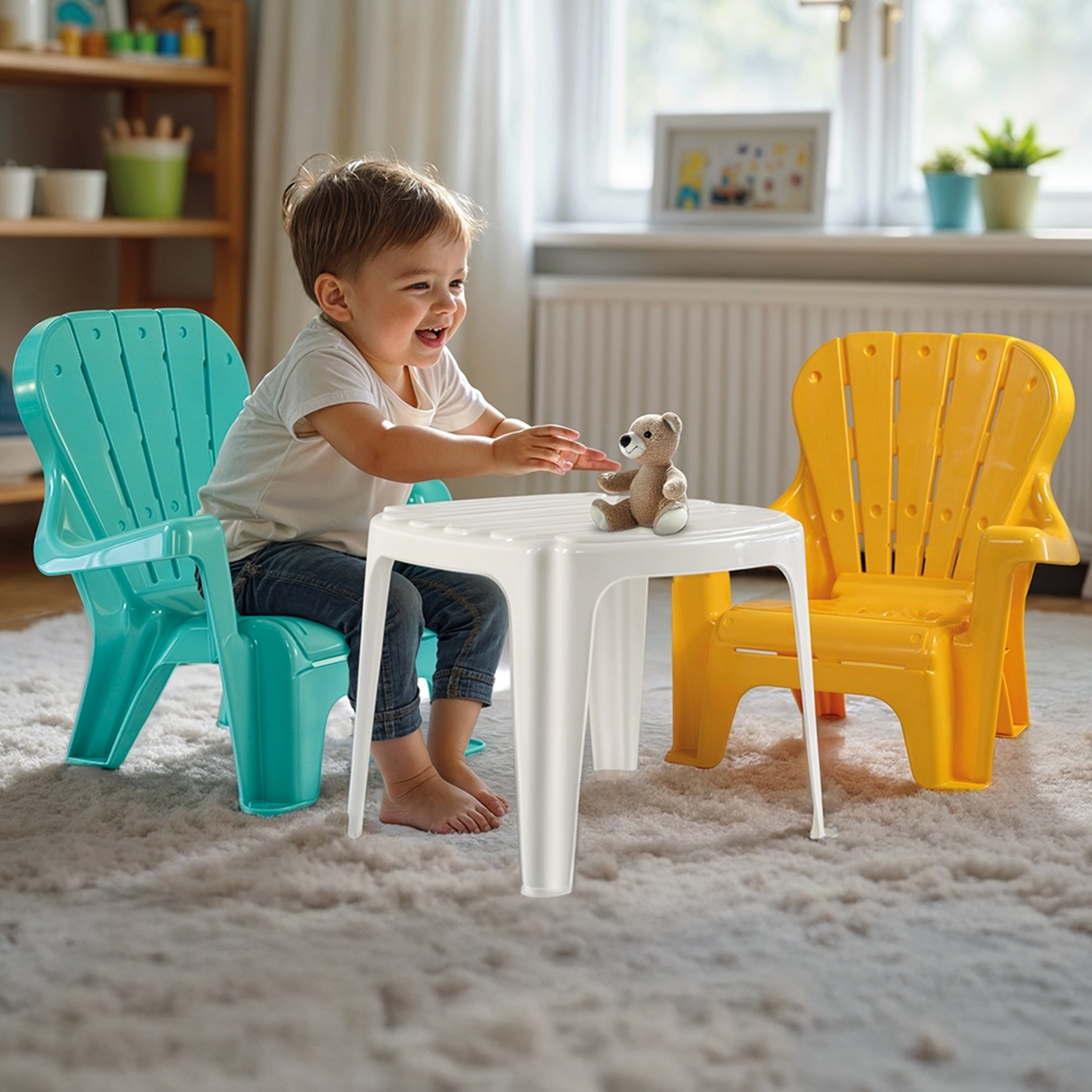 Dolu 2617 Tisch und Stühle Set, gelb mint