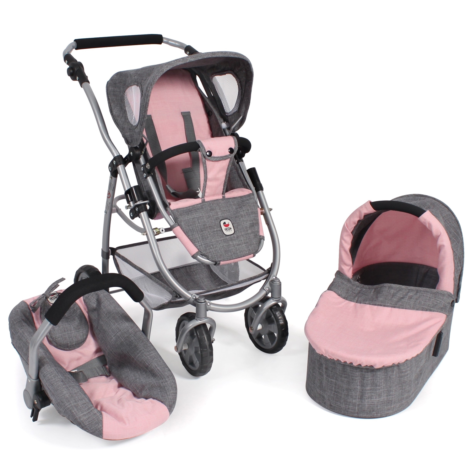 Bayer Chic 2000 637-15 3 in 1 Kombi EMOTION ALL IN, Melange grau-rosa