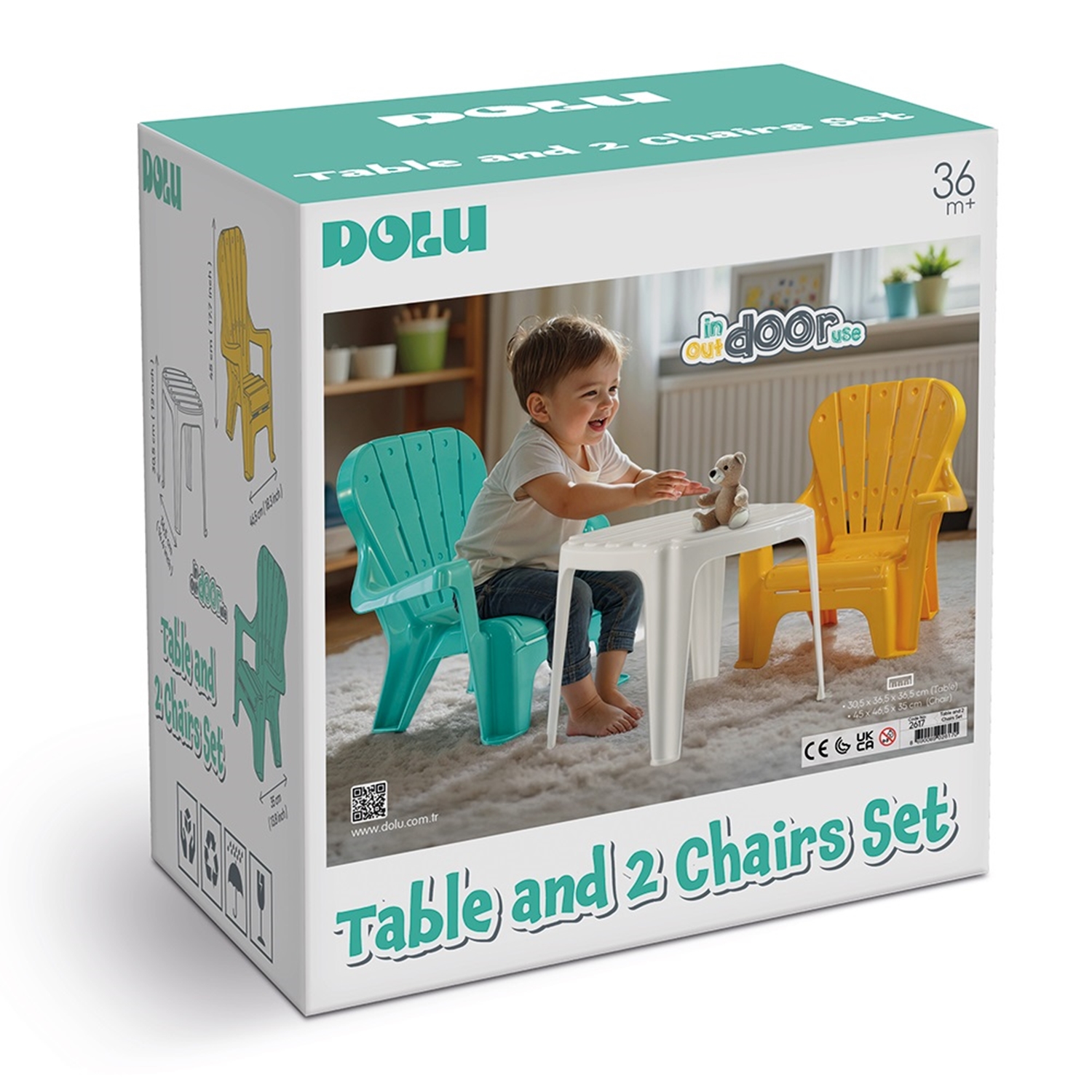 Dolu 2617 Tisch und Stühle Set, gelb mint
