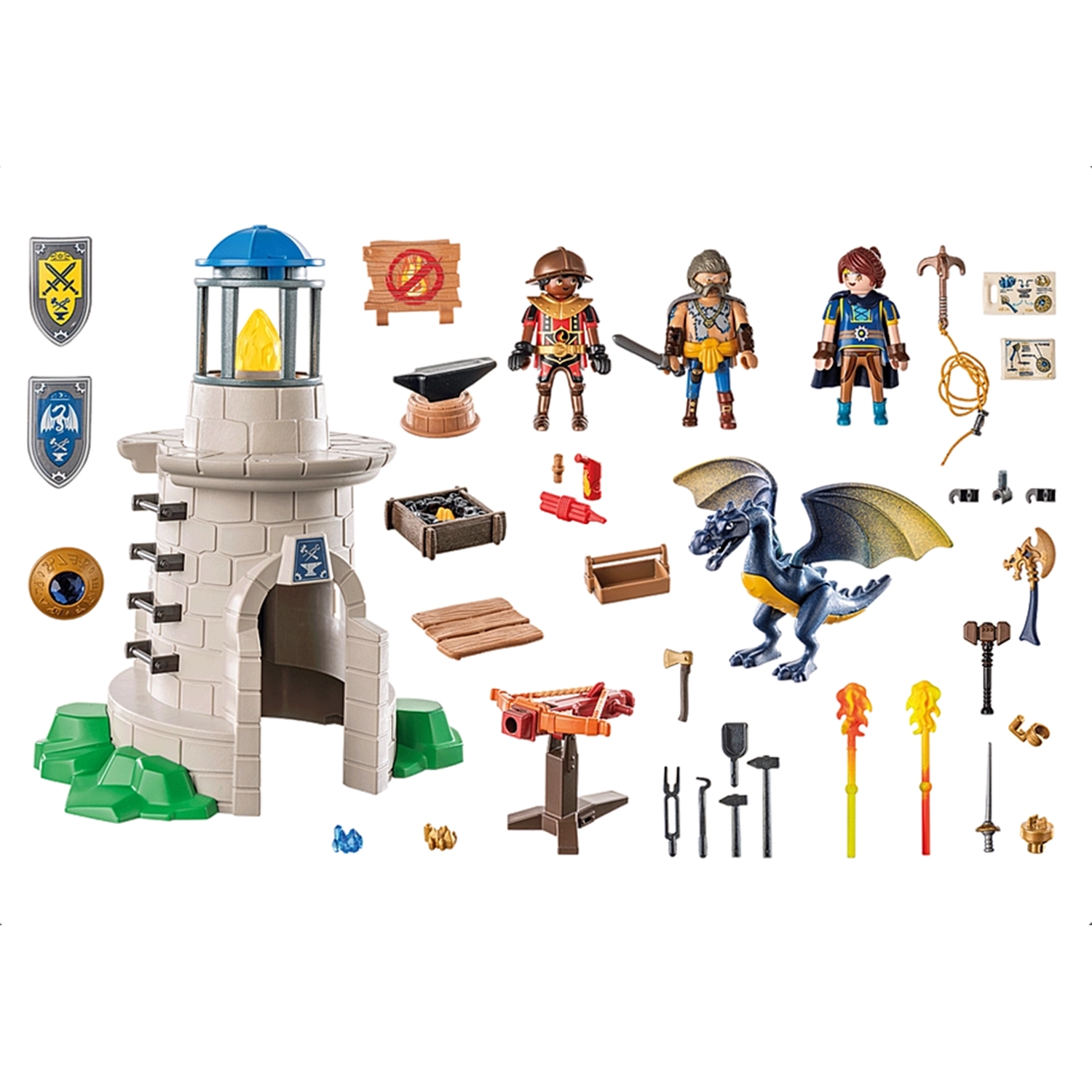 PLAYMOBIL 71483 Ritterturm mit Schmied und Drache