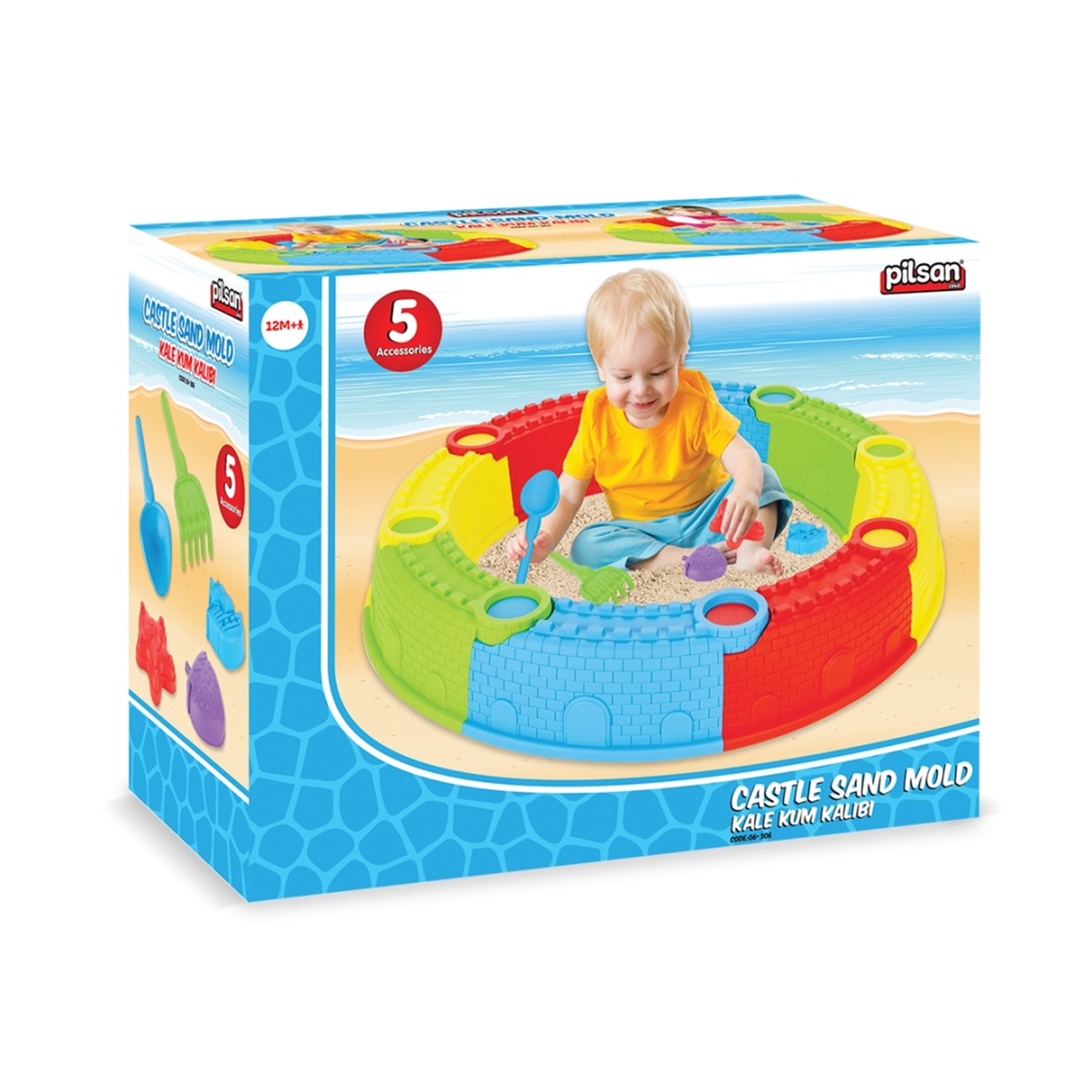 Pilsan 06-306 Sandkasten Burg mit Rechen und Formen
