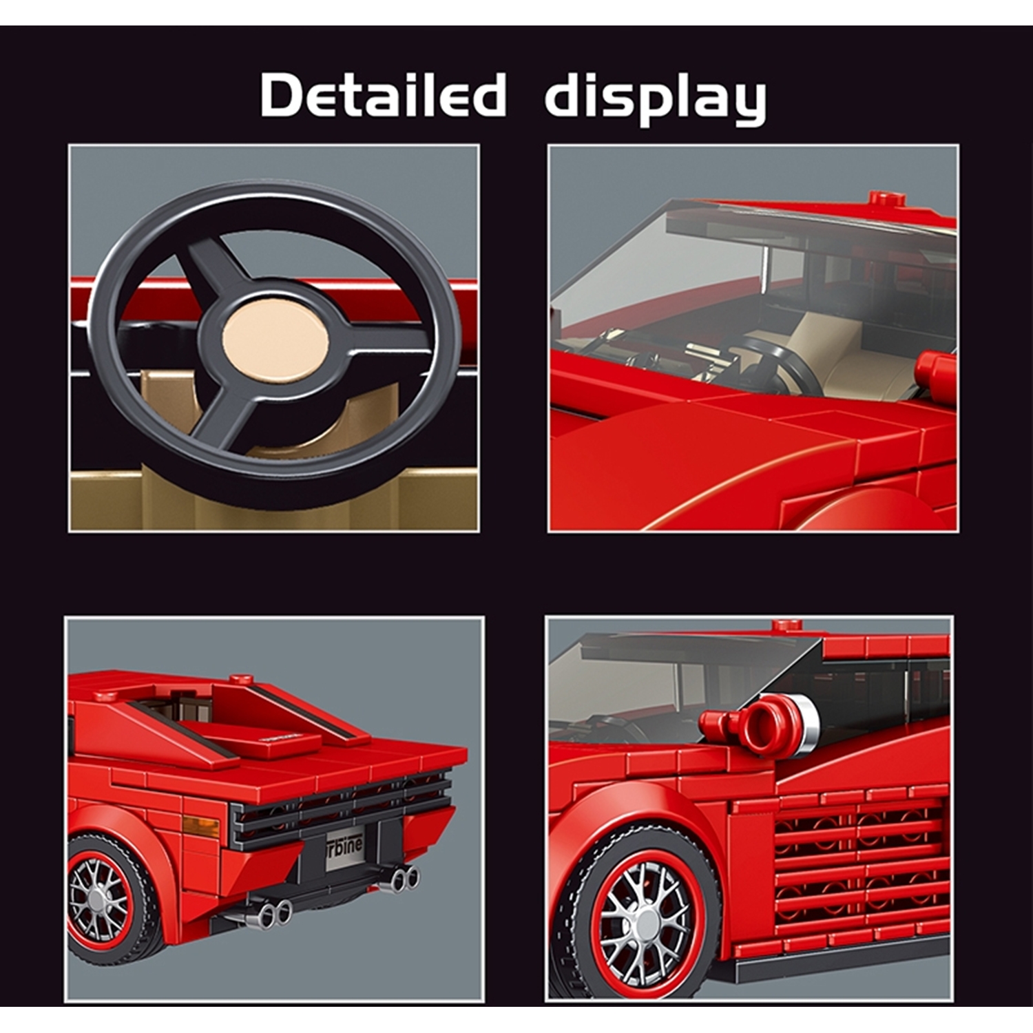 Mould King 27012 Sportwagen Testarossa + Showcase