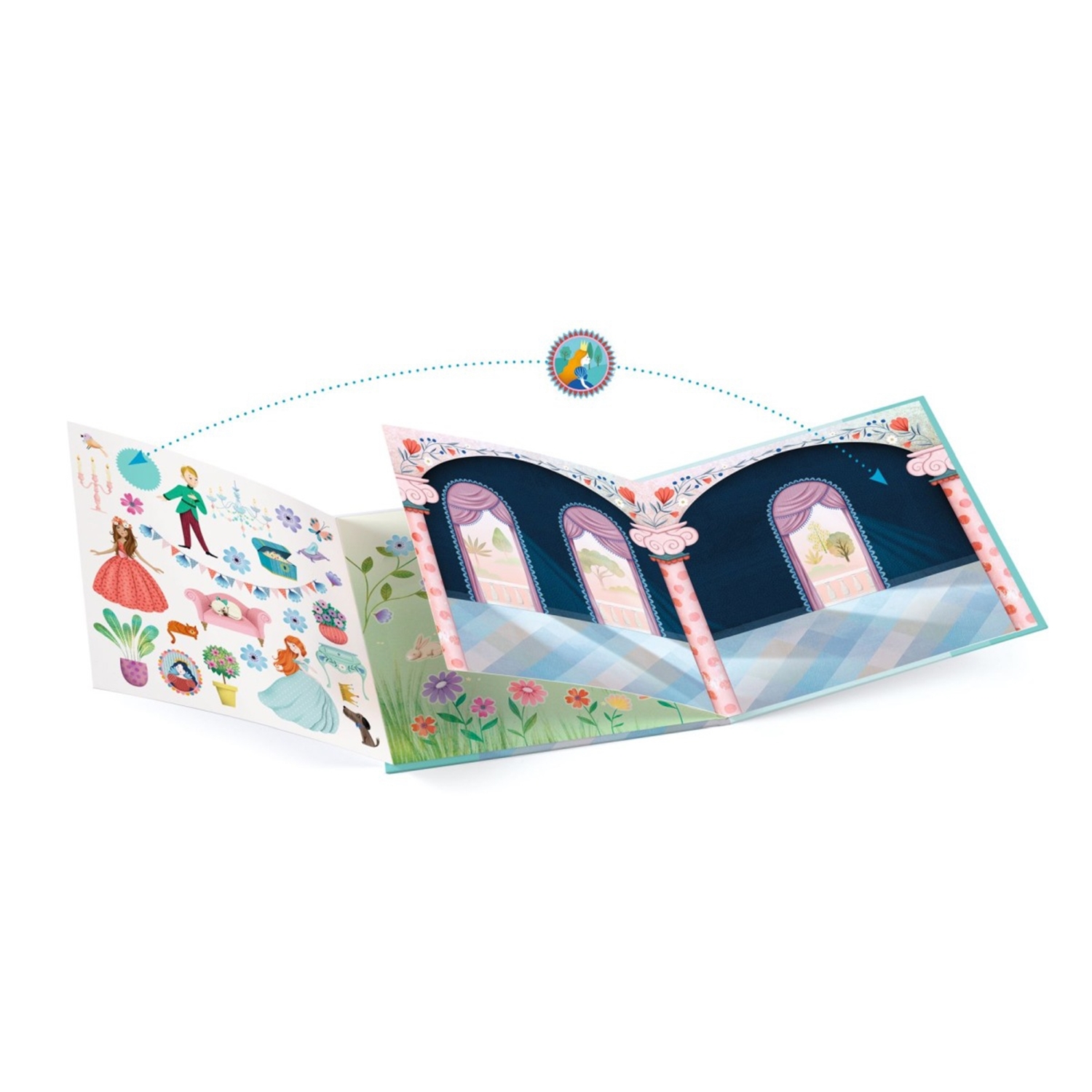 Djeco DJ08954 Stickerbuch: Leben im Schloss