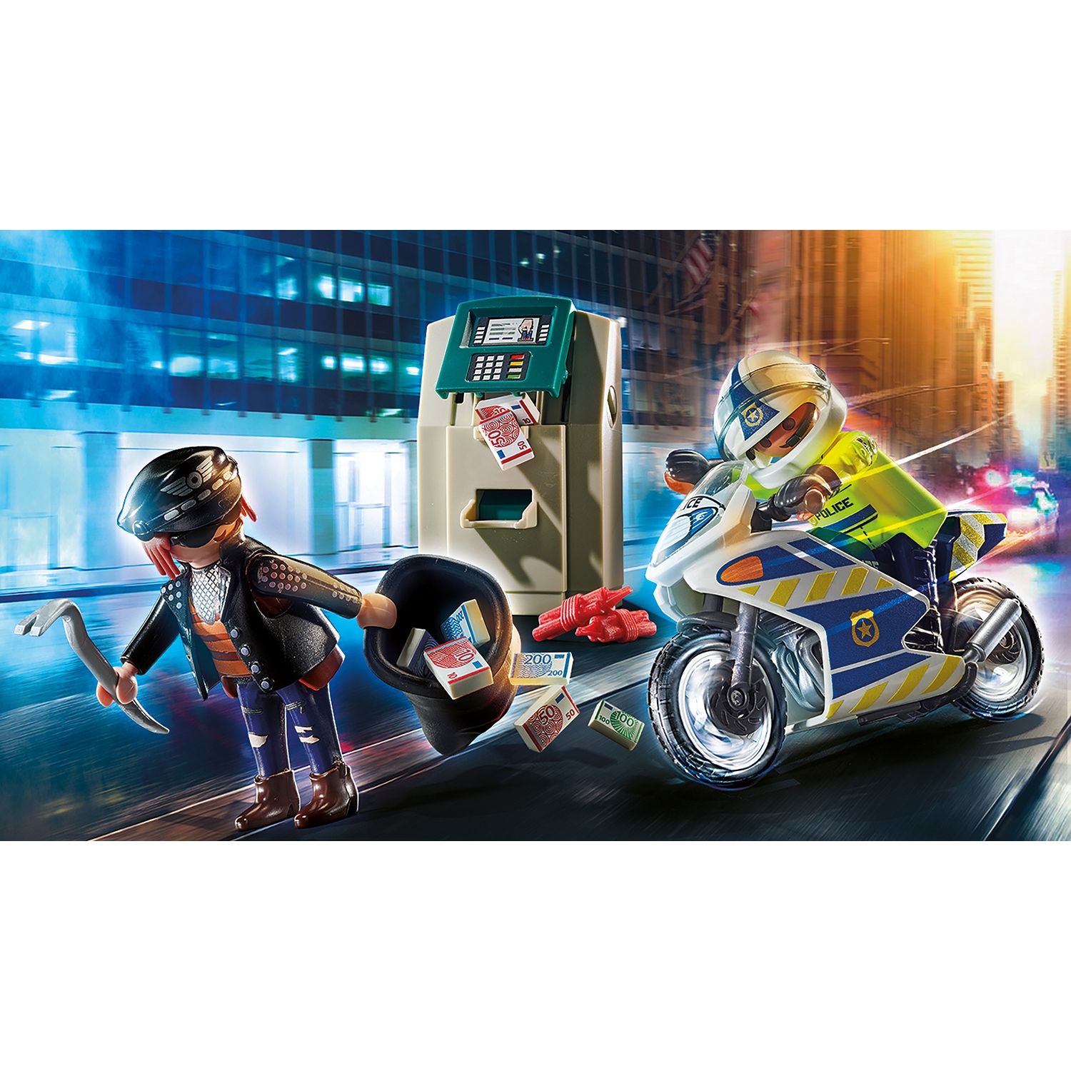 PLAYMOBIL 70572 Polizei-Motorrad: Verfolgung des Geldräubers