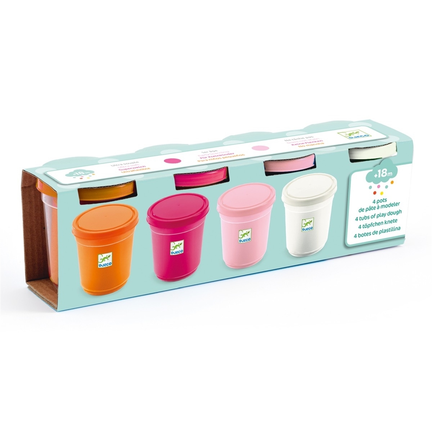 Djeco DJ09026 Knete 3-6: 4 Dosen Play Dogh - Mädchen