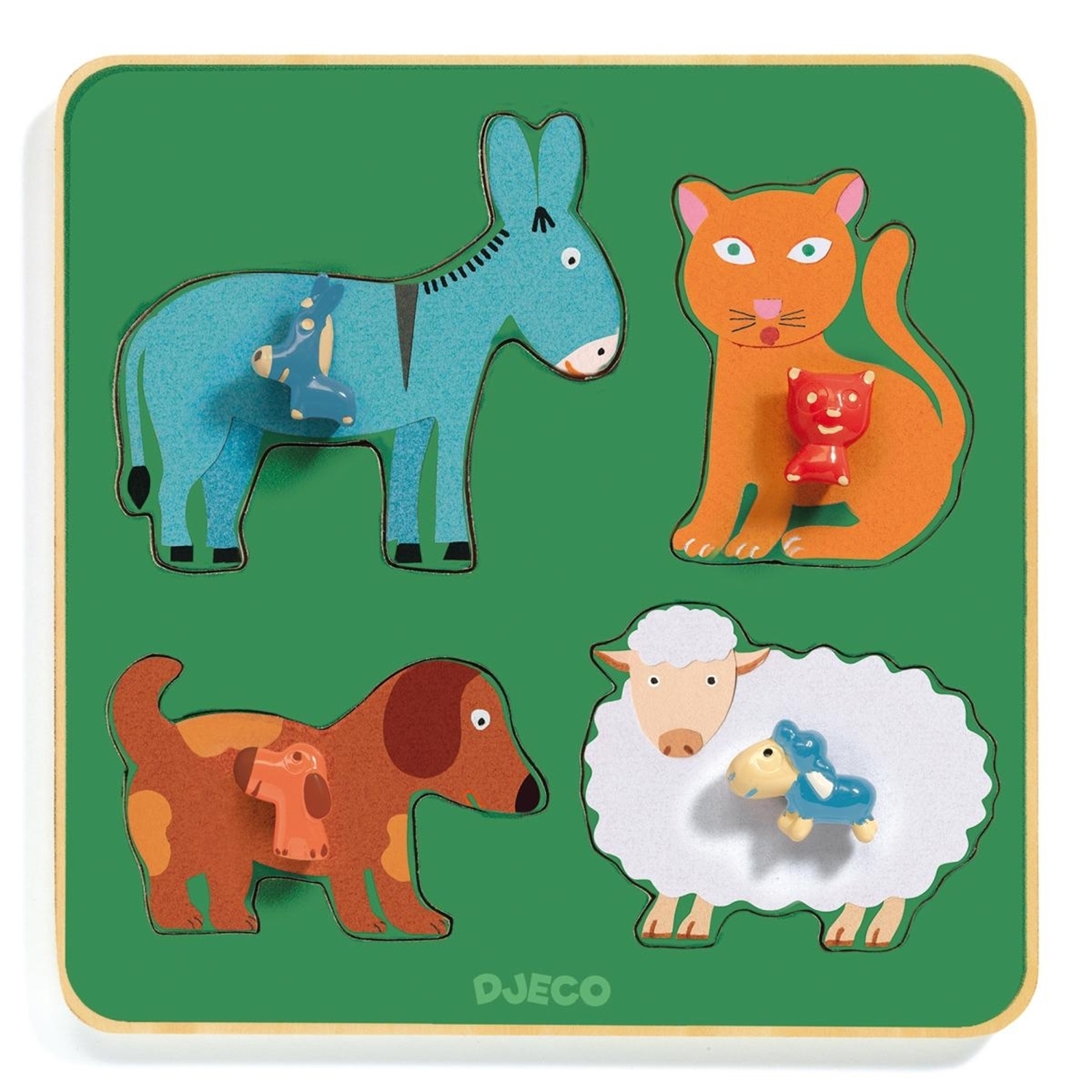 Djeco DJ01061 Steckpuzzle Holzknopf: Family Farm