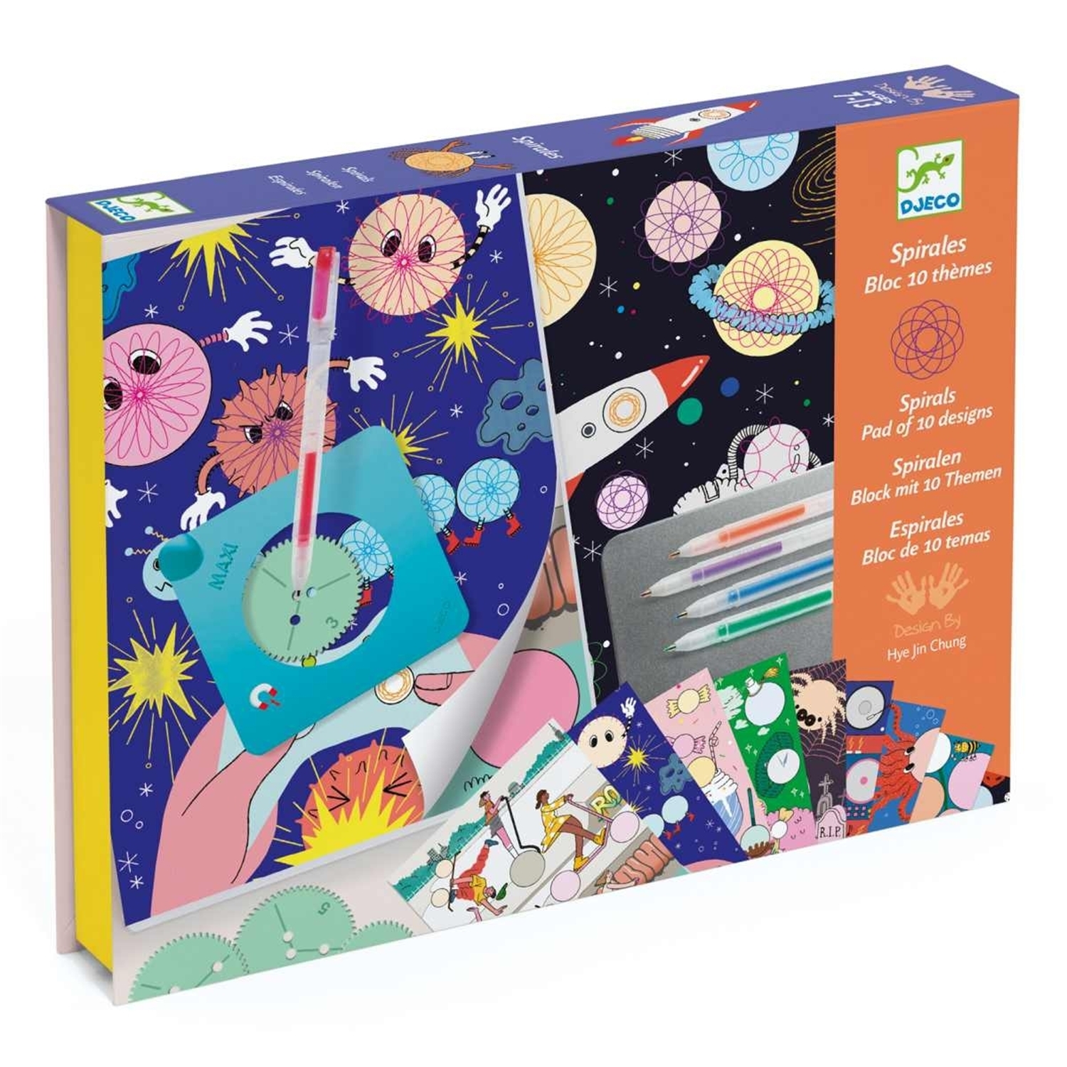 Djeco DJ08736 Zeichnen & Ausmalen: Spiralen 10 Blocks